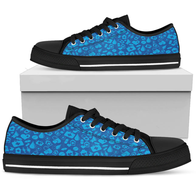 Blue Nurse Canvas Sneakers 7 With Medical Symbols