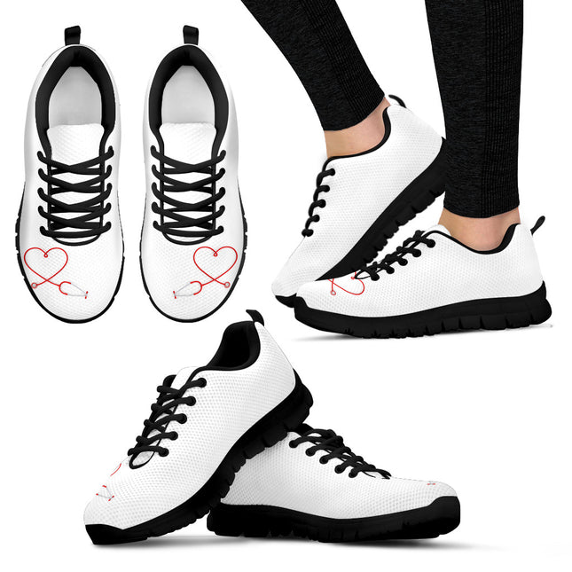 White Nurse Sneakers With Red Heart