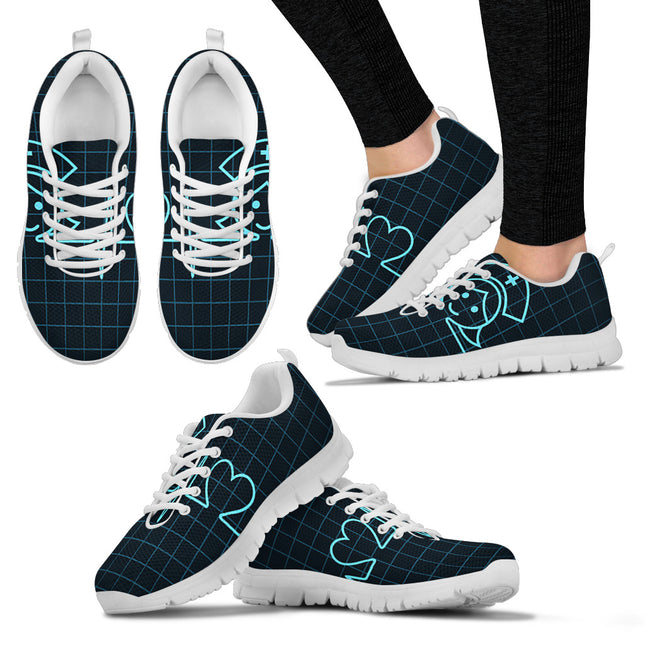Black Mesh Nurse Sneakers With Picture of Nurse