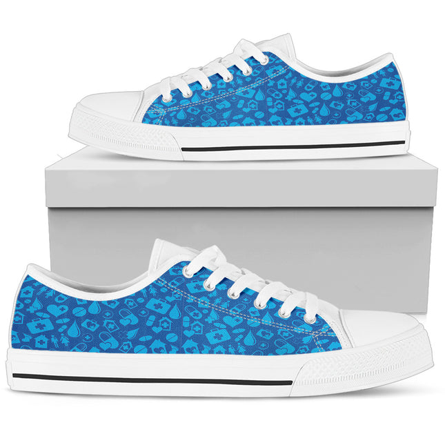 Blue Nurse Canvas Sneakers 7 With Medical Symbols