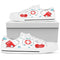 White Canvas Nurse Sneakers 10 With Teal/Red Medical Symbols
