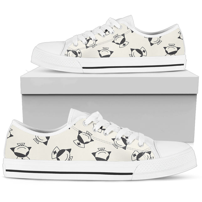 Nurse White Canvas Sneakers with Smiling Nurse