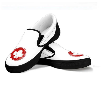 Medical Symbol Slip Ons Nurse Sneakers