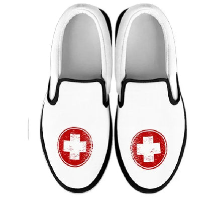 Medical Symbol Slip Ons Nurse Sneakers