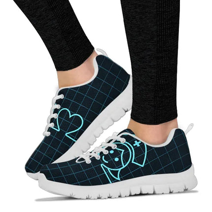Black Mesh Nurse Sneakers With Picture of Nurse