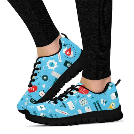 Ladies Light Blue Mesh Nurse Sneakers 8