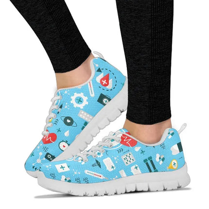 Ladies Light Blue Mesh Nurse Sneakers 8