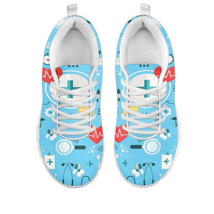 Ladies Light Blue Mesh Nurse Sneakers 8
