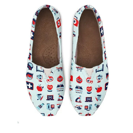 Pale Blue Canvas Nurse Flats