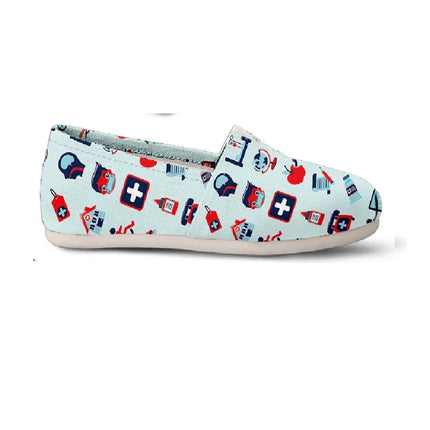 Pale Blue Canvas Nurse Flats