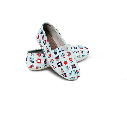 Pale Blue Canvas Nurse Flats