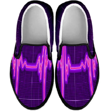 Purple Nurse Cardiogram Slip On Sneakers
