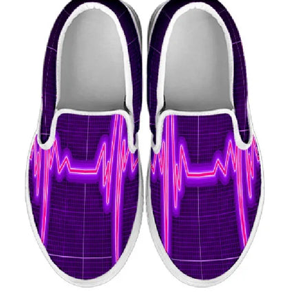 Purple Nurse Cardiogram Slip On Sneakers