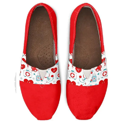 Red Canvas Nurse Flats