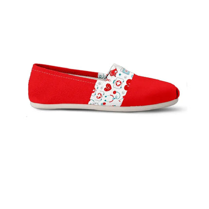 Red Canvas Nurse Flats