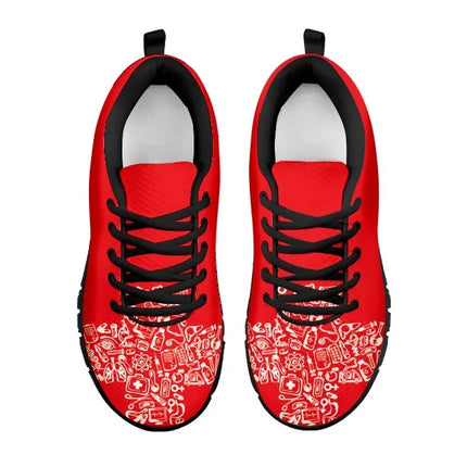 Women's Red Nurse Sneakers With White Cross