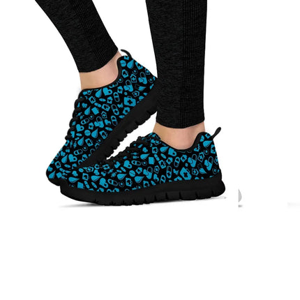 Women's Black Mesh Nurse Sneakers With Medical Graphics