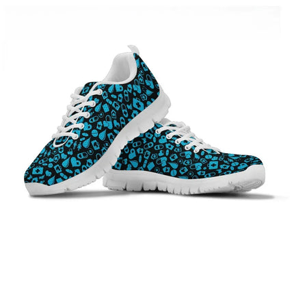 Women's Black Mesh Nurse Sneakers With Medical Graphics